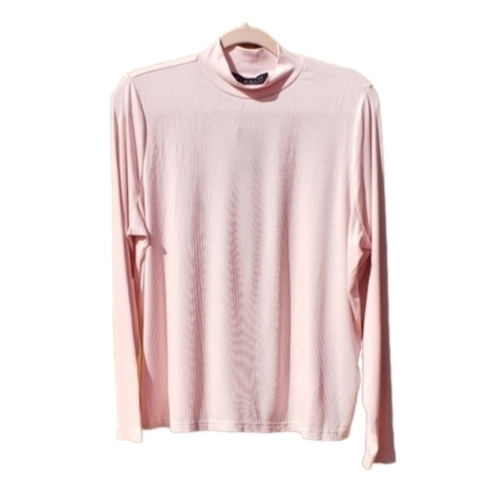 Eloquii Pink Silky Rayon Blouse Ribbed Long Sleeve Pink‎ Size 18/20 NWT